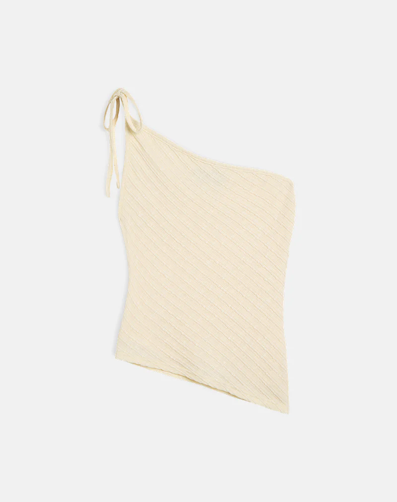 Rusana Top in Sheer Diagonal Knit Buttercream - Image 2
