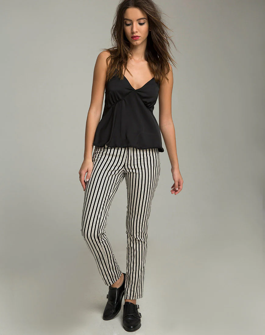 Ruska Jeans in Mini Pinstripe Black and White - Image 3