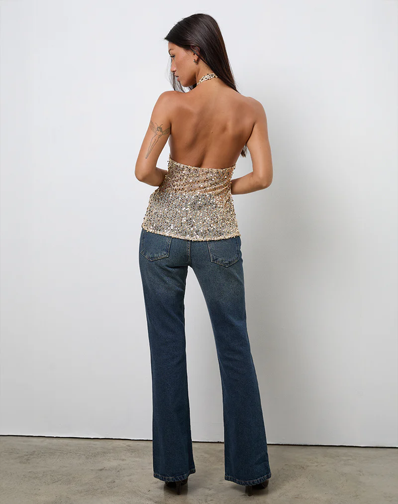 Ruway Unlined Scarf Top in Sequin Gold - Image 5