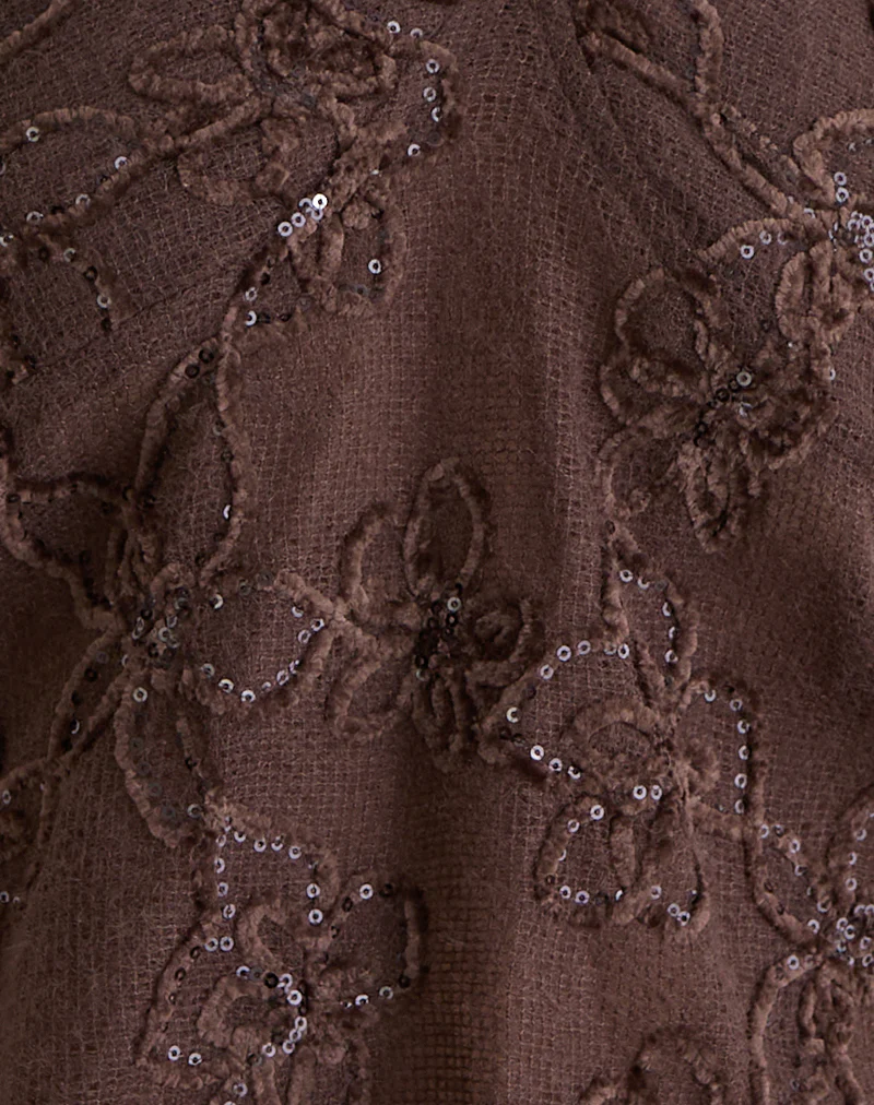 Ruwi Sequin Knit Halter Top in Dark Brown - Image 6
