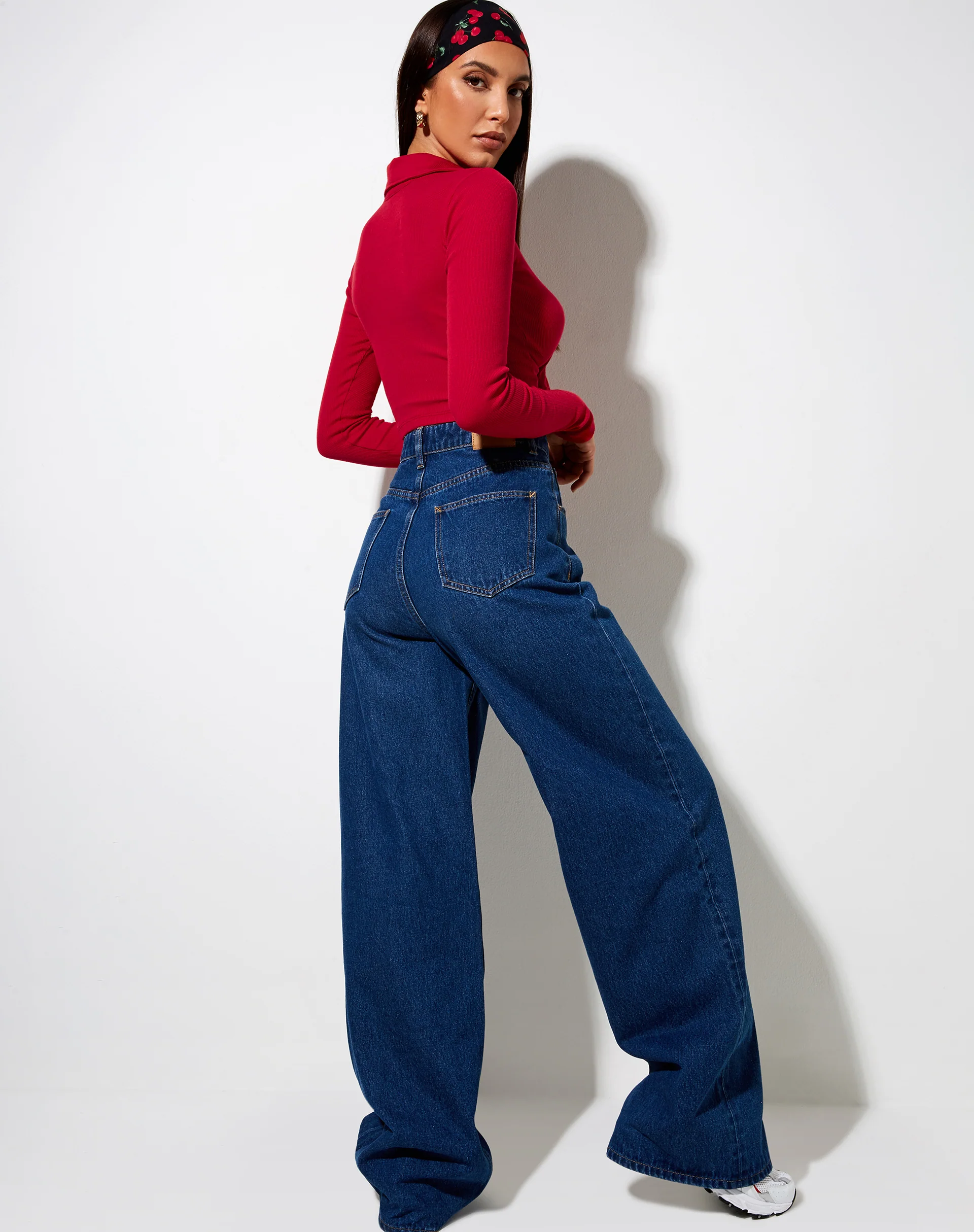 Ryals Long Sleeve Top in Rib Racing Red - Image 5