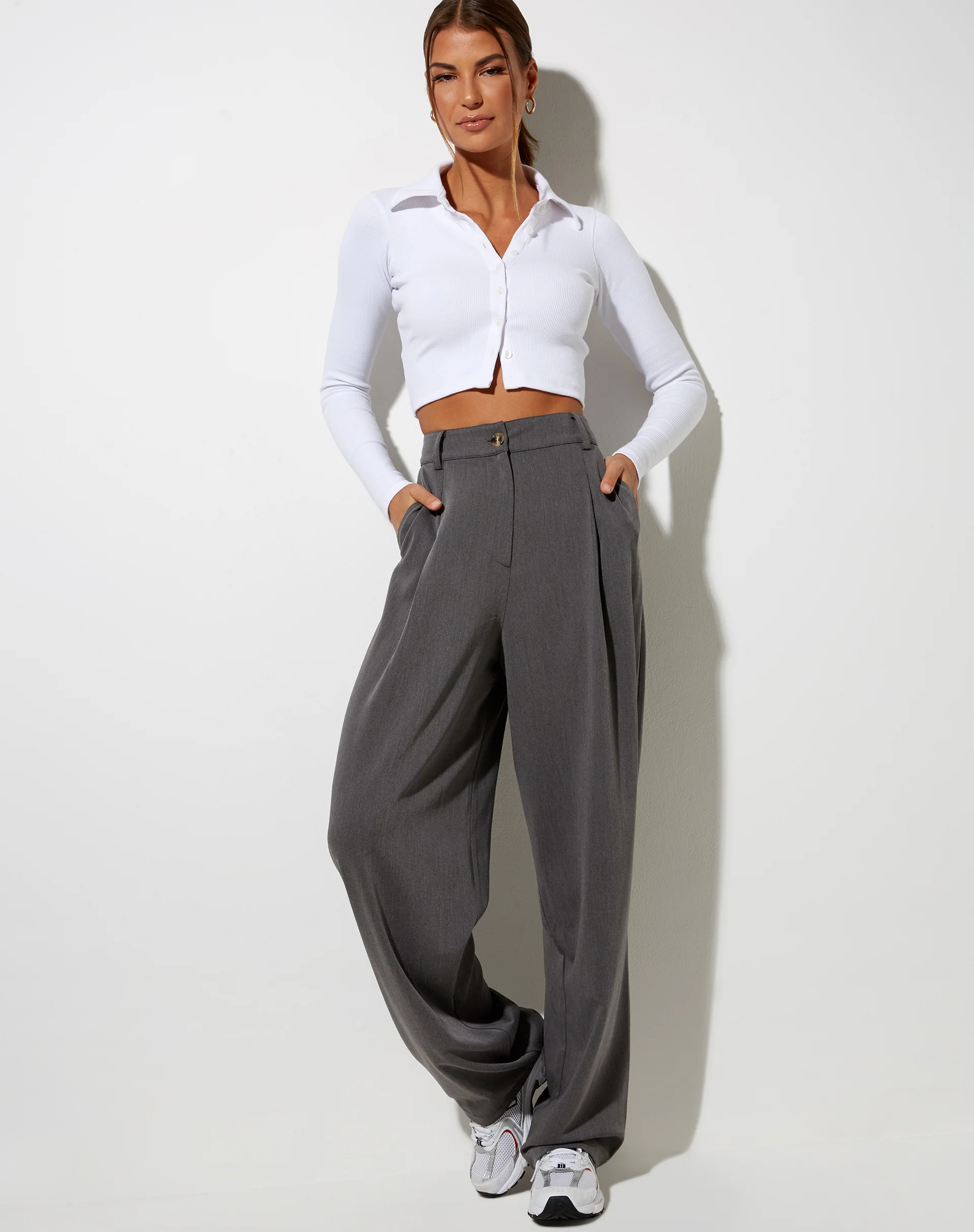 Ryals Long Sleeve Top in Rib White - Image 4