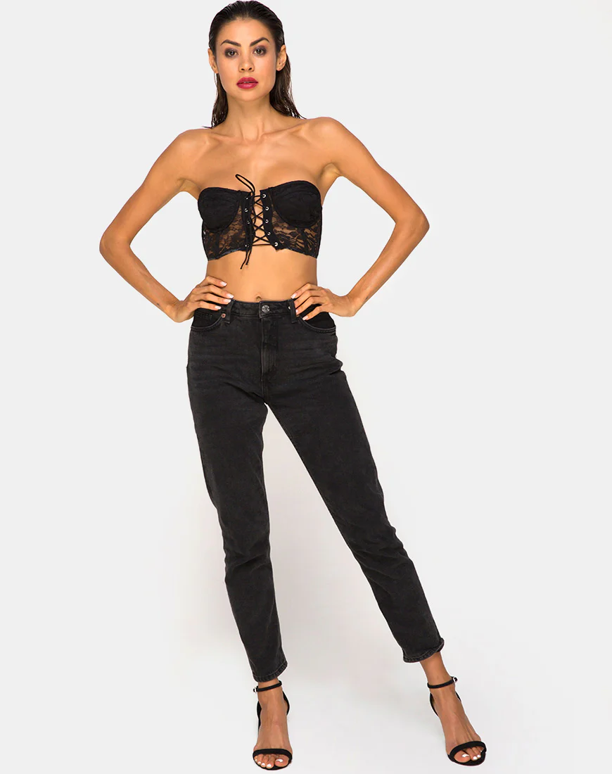 Ryilup Bralet Top in Lace Black - Image 3