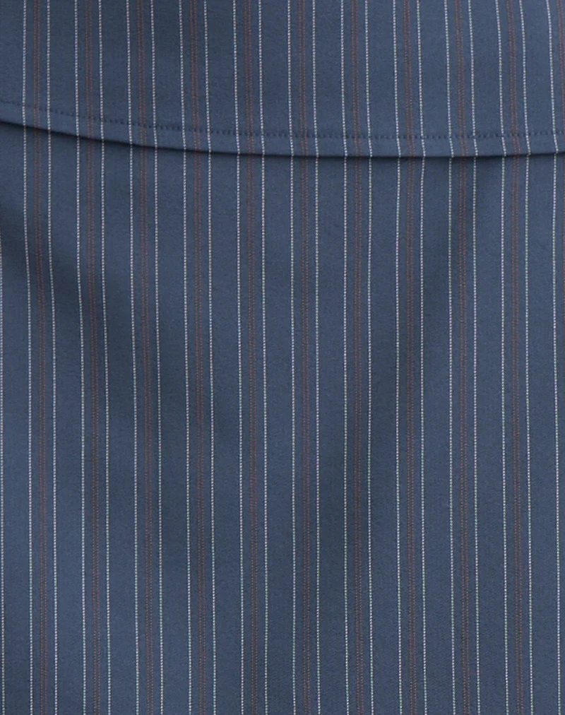 Ryker Skort in Stretch Tailoring Pinstripe Navy - Image 6