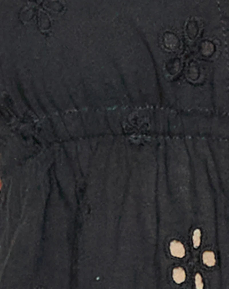 Ryoma Halterneck Top in Flower Broderie Black - Image 5