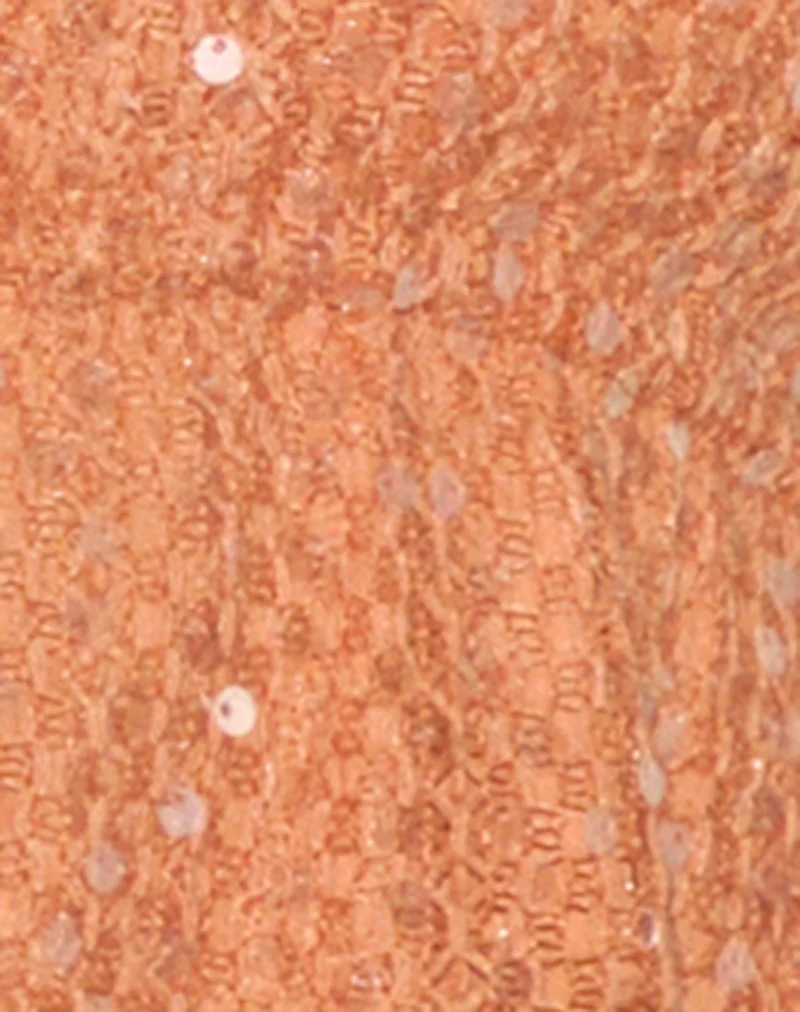 Ryoma Halterneck Top in Sequin Knit Orange - Image 6