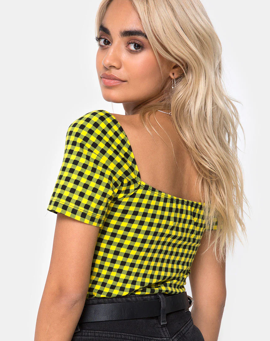 Ryon Bodice in Medium Gingham Yellow - Image 2