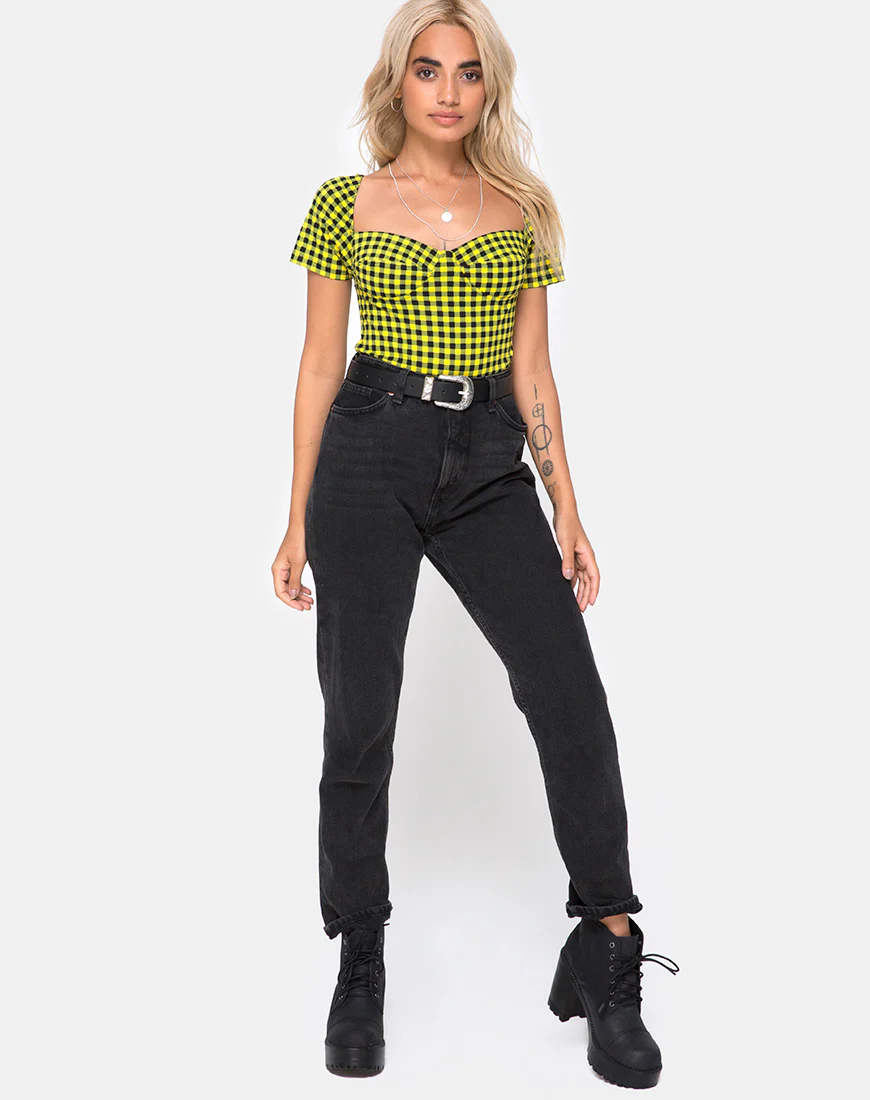 Ryon Bodice in Medium Gingham Yellow - Image 3
