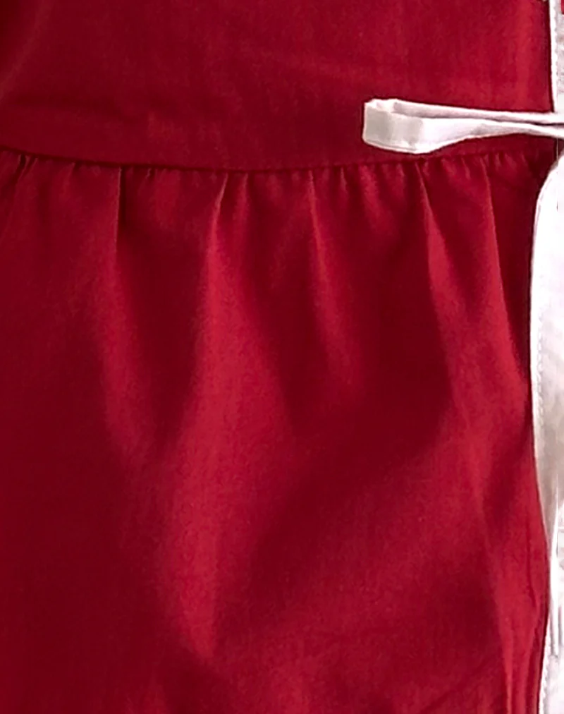 Ryota Tie Front Blouse in Adrenaline Red with Pink Binding - Image 6