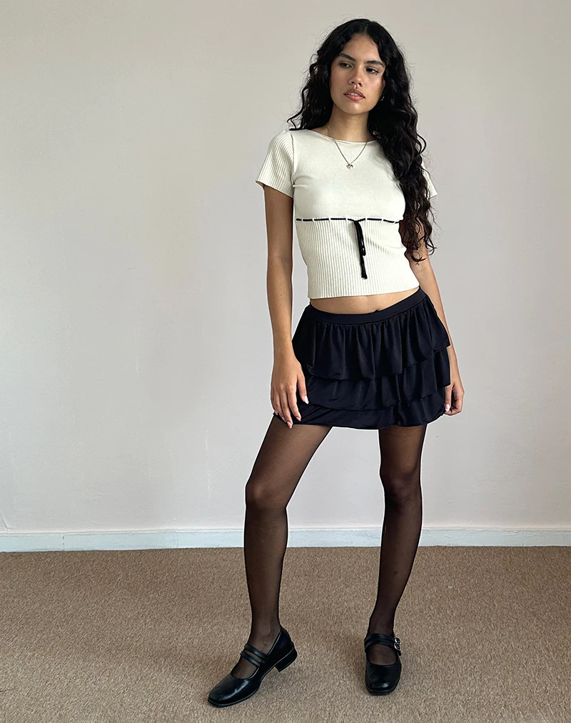 Sabine Top in Beige with Black Binding - Image 5