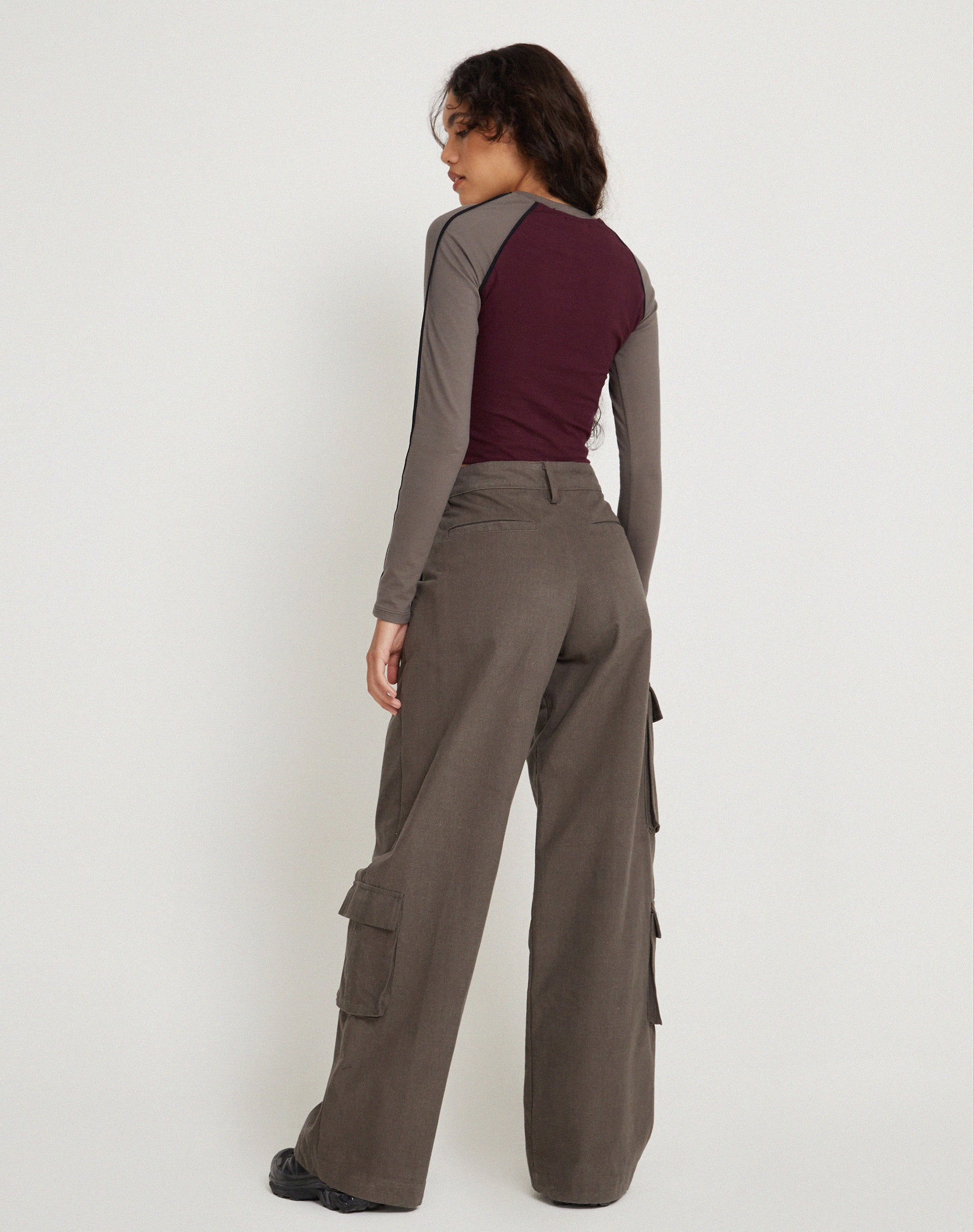 Sachiel Long Sleeve Top in Oxblood Cloudburst Black - Image 4