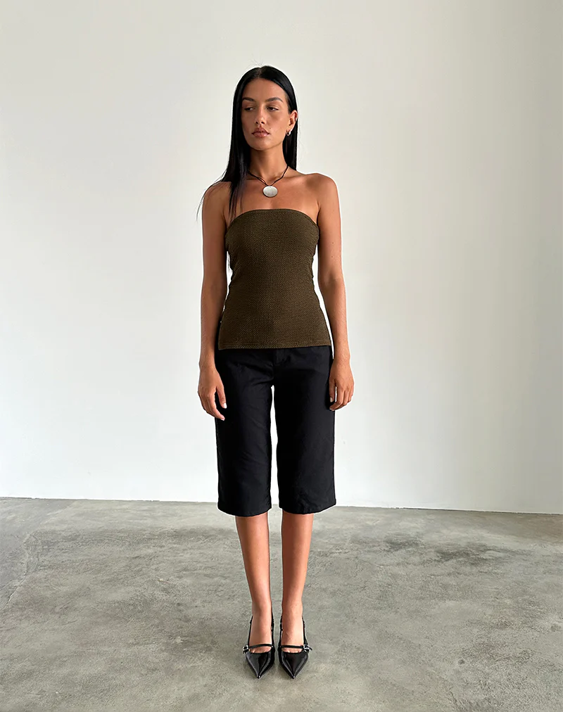 Sadi Tube Top in Textured Chocolate - Image 3
