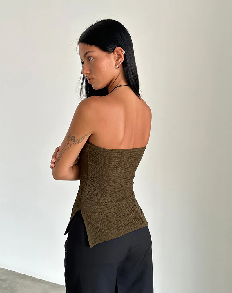 Sadi Tube Top in Textured Chocolate - Image 4