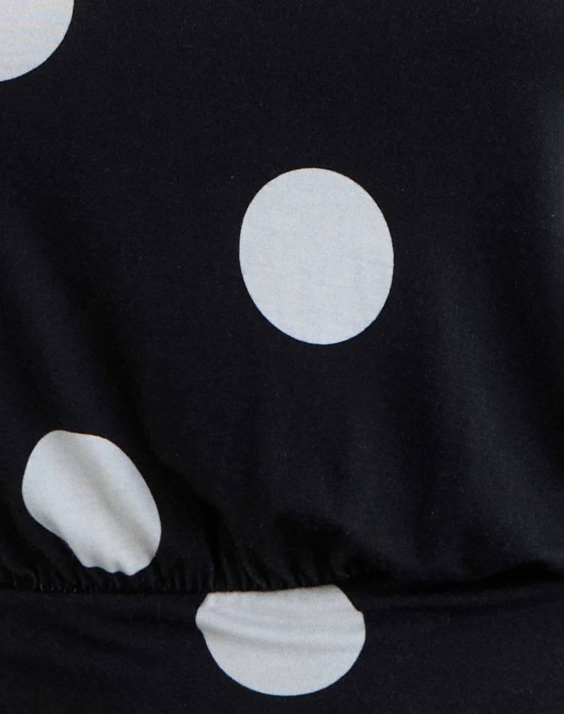 Saerin Halter Top in Monochrome Black with White Polka Print - Image 5