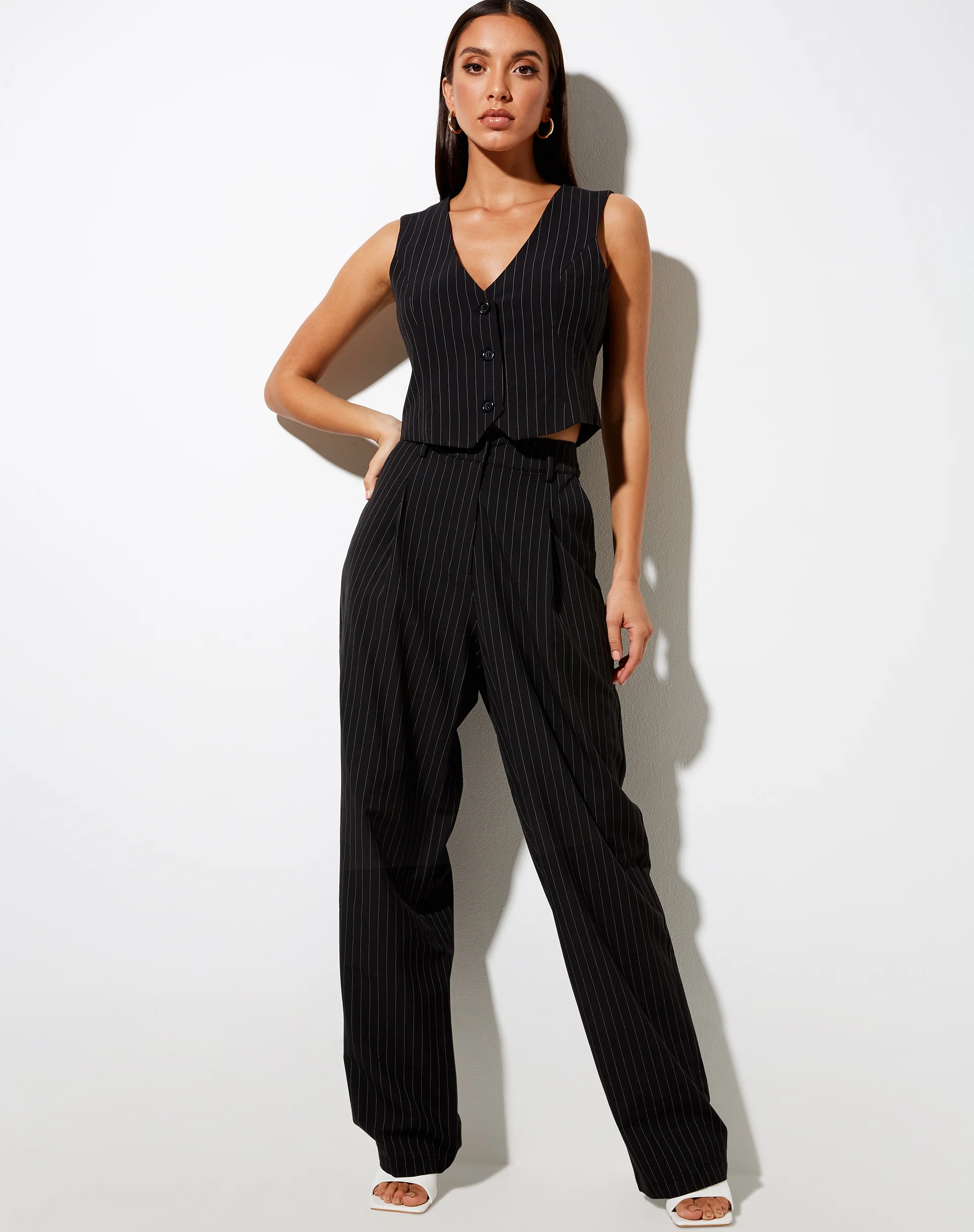 Safar Vest in Pinstripe Black - Image 4