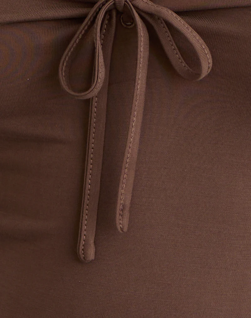 Saiba Cap Sleeve Top in Cupro Dark Brown - Image 6