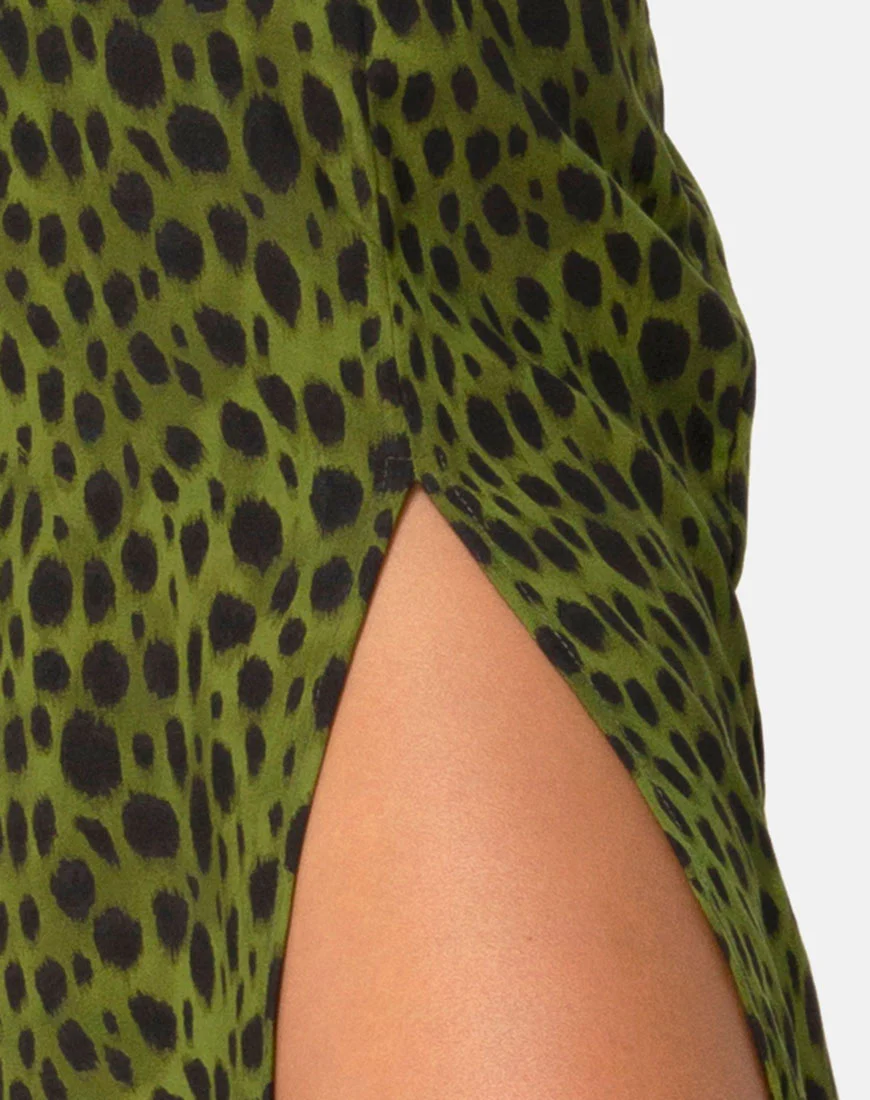 Saika Midi Skirt in Cheetah Khaki - Image 7