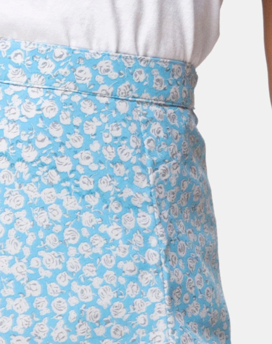 Saika Midi Skirt in Ditsy Rose Blue - Image 5