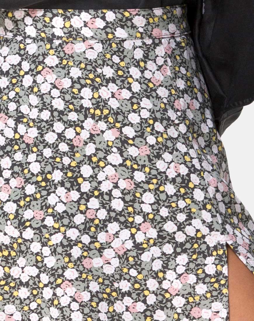 Saika Midi Skirt in Floral Field Olive - Image 5