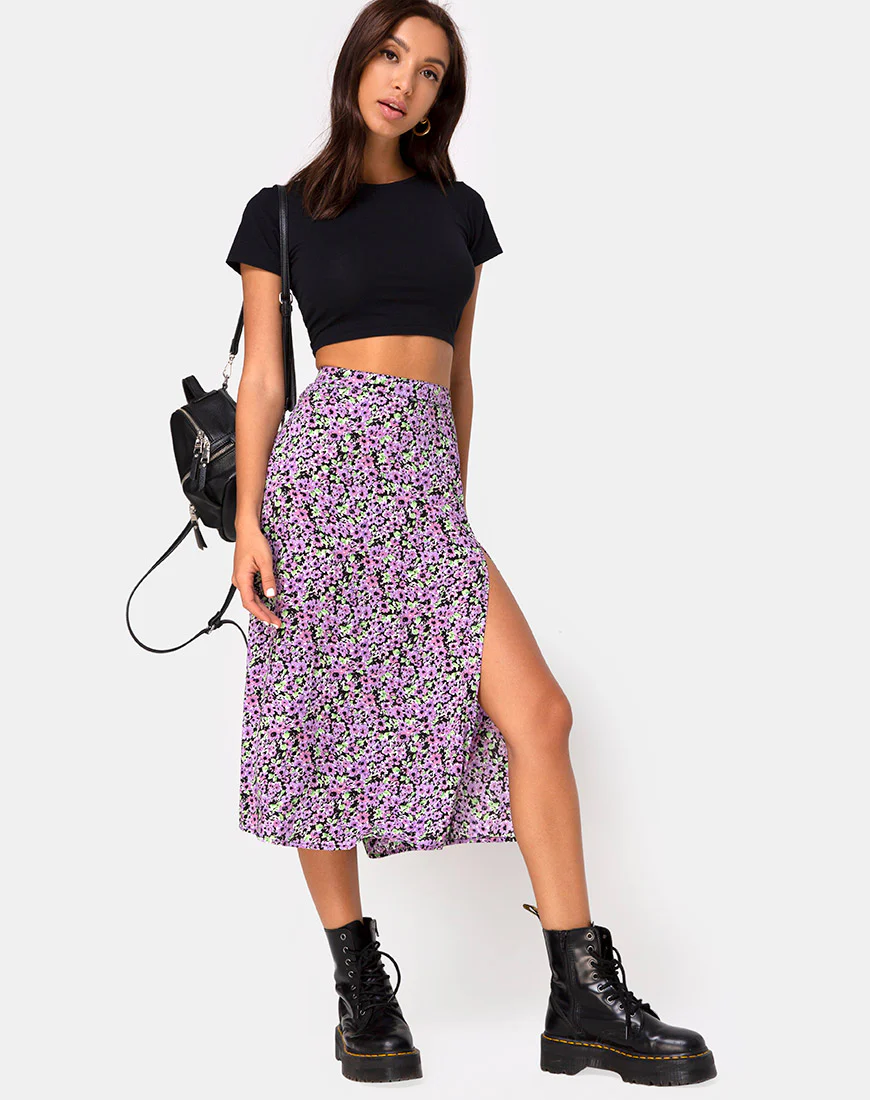 Saika Midi Skirt in Lilac Blossom - Image 2