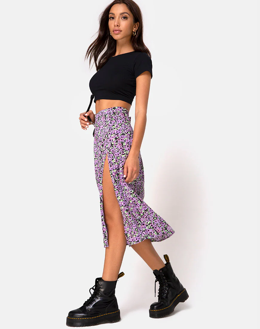 Saika Midi Skirt in Lilac Blossom - Image 4