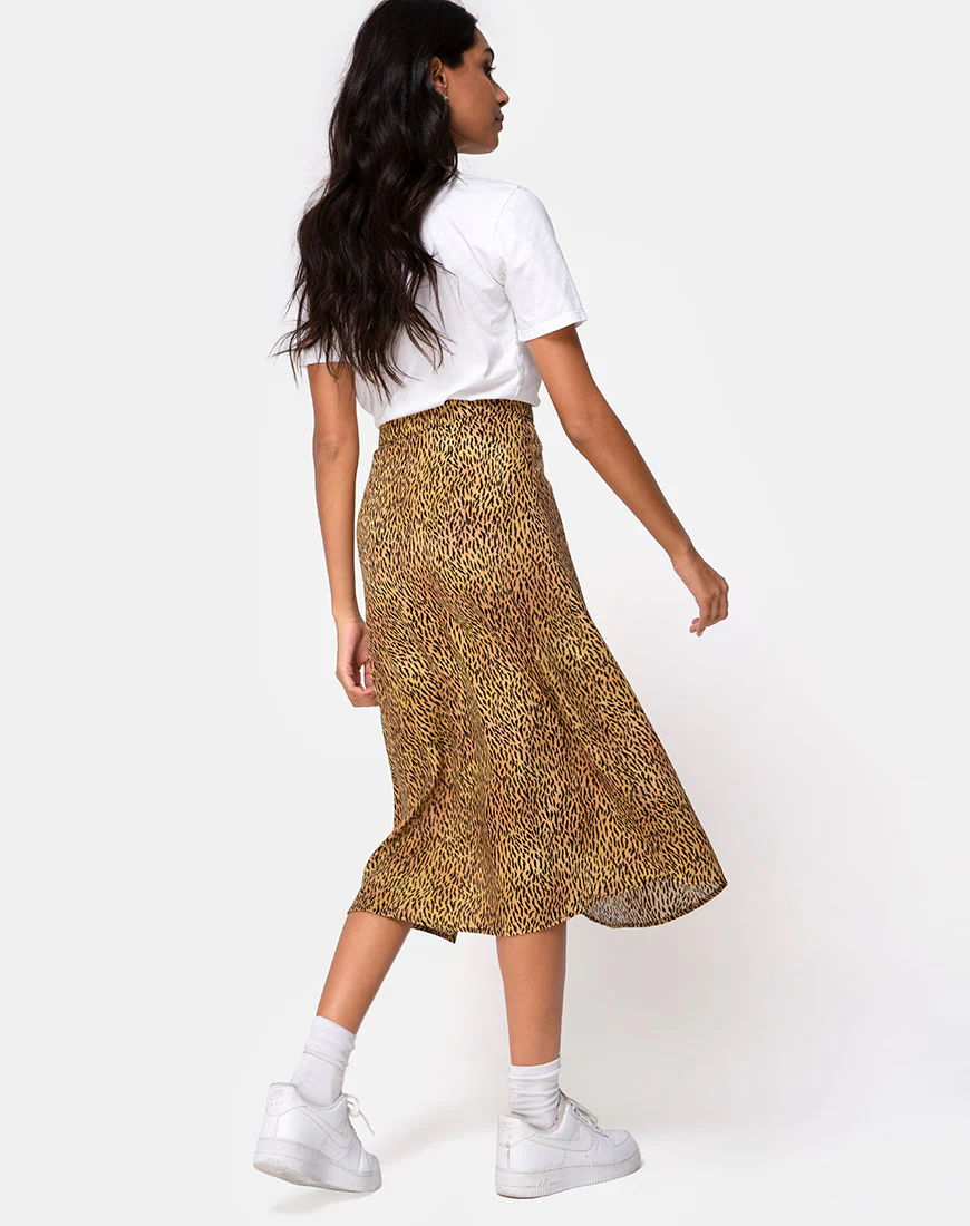 Saika Midi Skirt in Mini Tiger Brown - Image 3