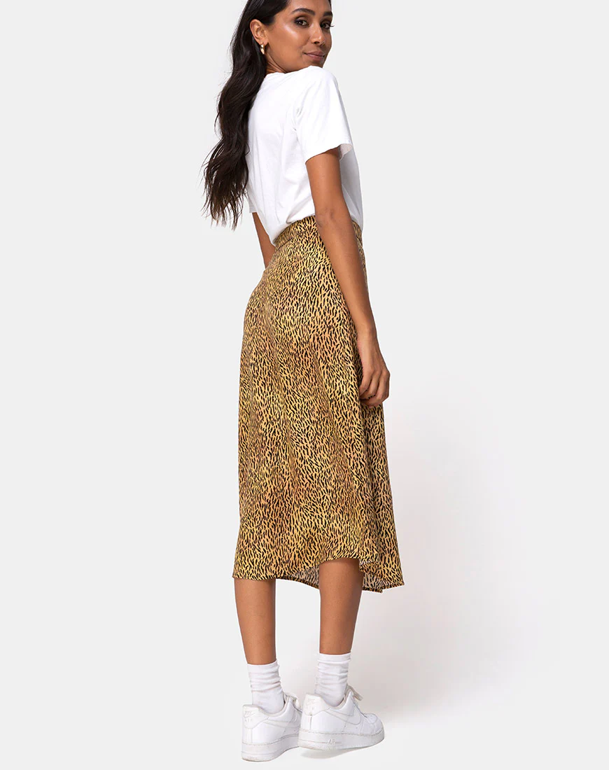 Saika Midi Skirt in Mini Tiger Brown - Image 4