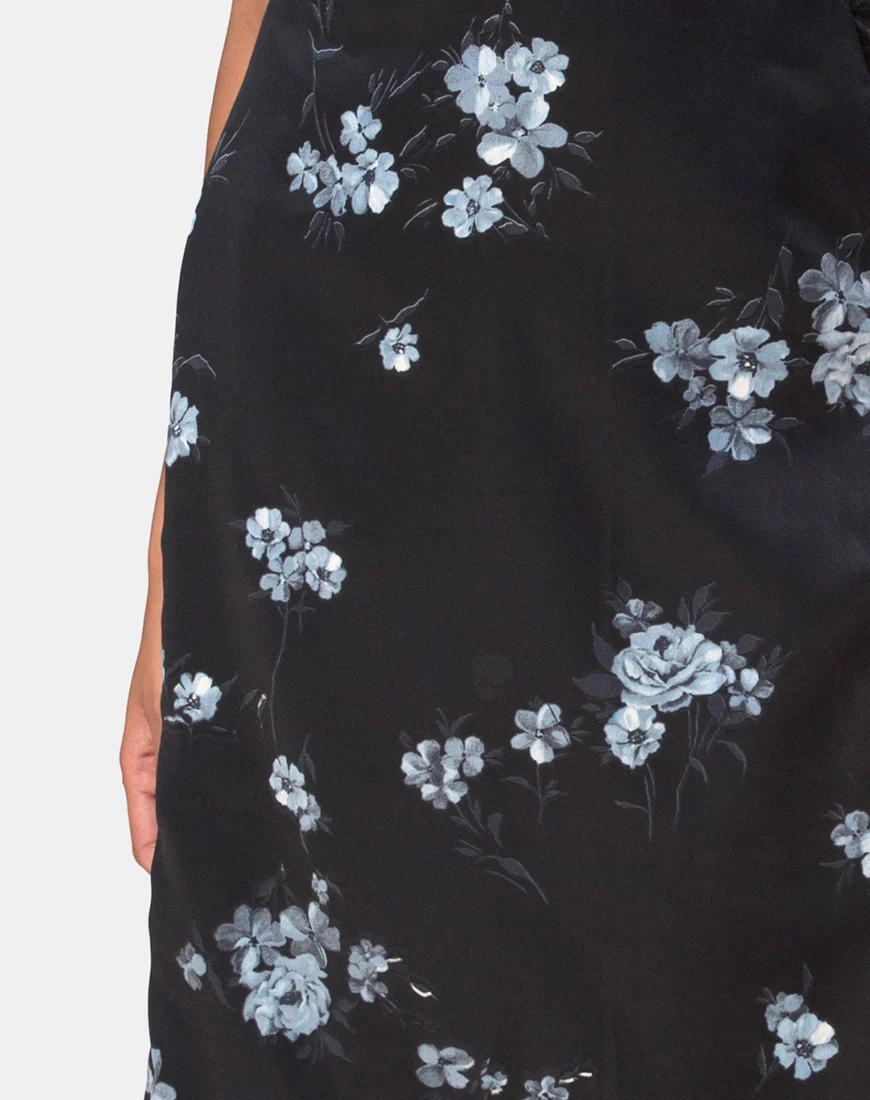 Saika Midi Skirt in Mono Flower Black - Image 5