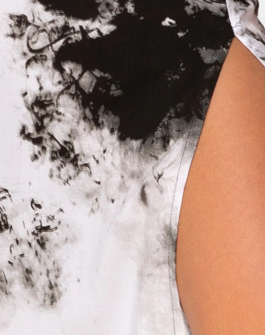 Saika Midi Skirt in Mono Tie Dye Black and White - Image 5