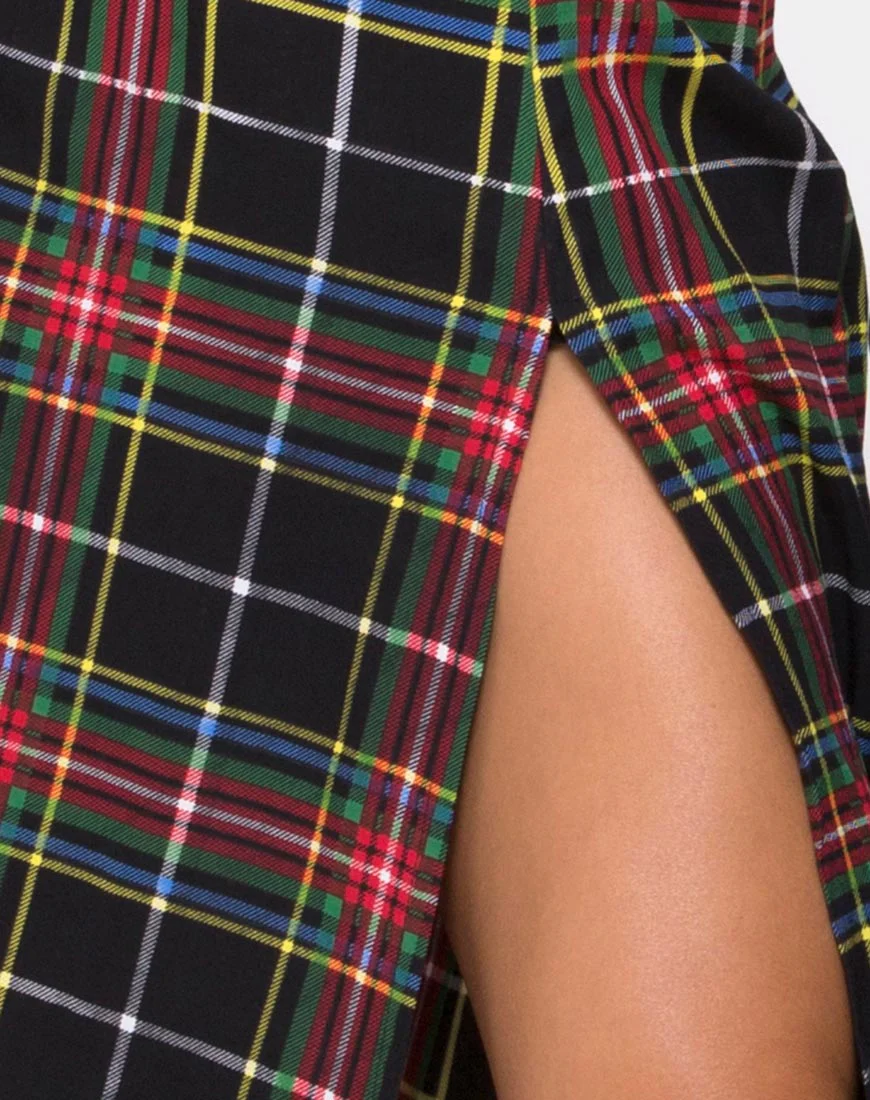 Saika Skirt in Plaid Red Green Yellow Black - Image 5