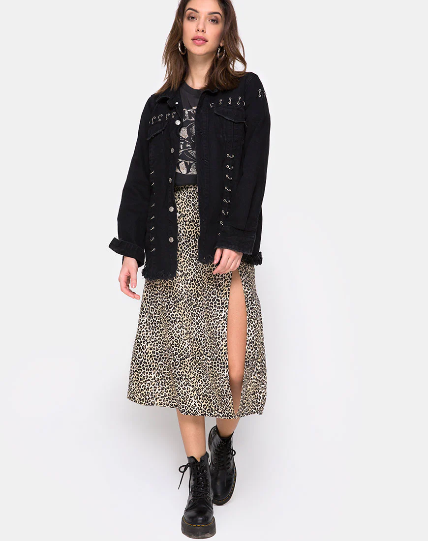 Saika Midi Skirt in Rar Leopard Brown - Image 5