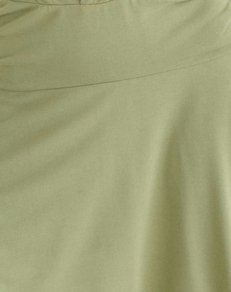 Saira Halter Neck Mini Dress in Sage - Image 7