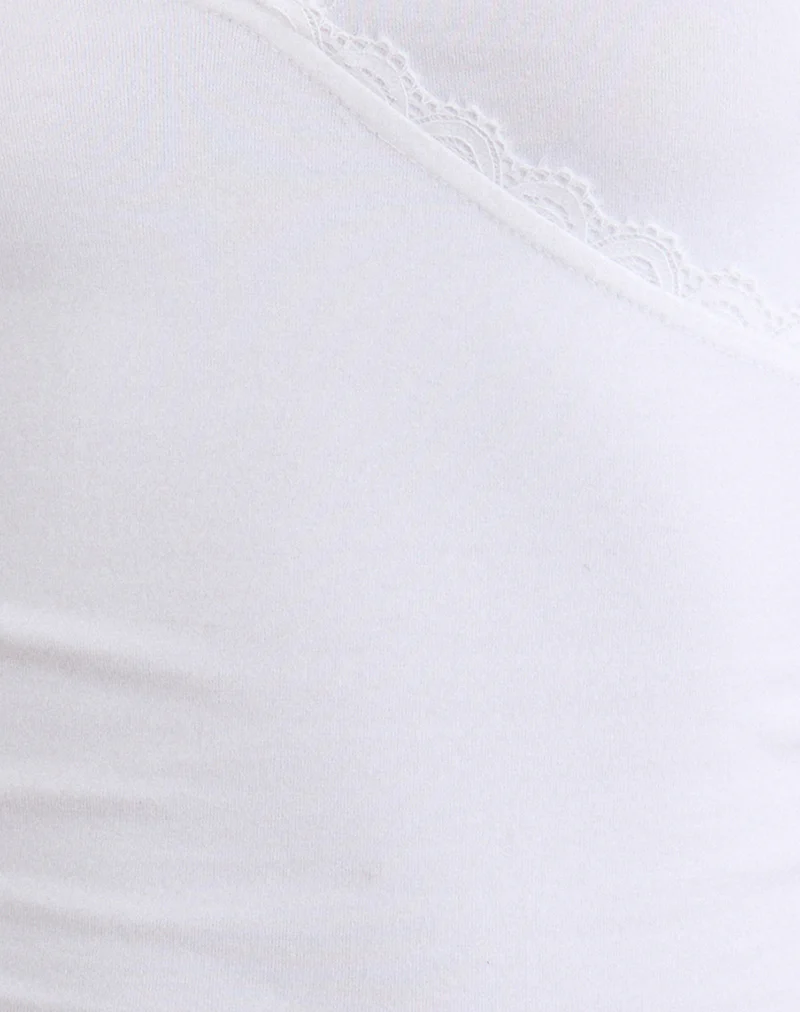 Sajiwa V Neck Top in Lace Trim White - Image 5
