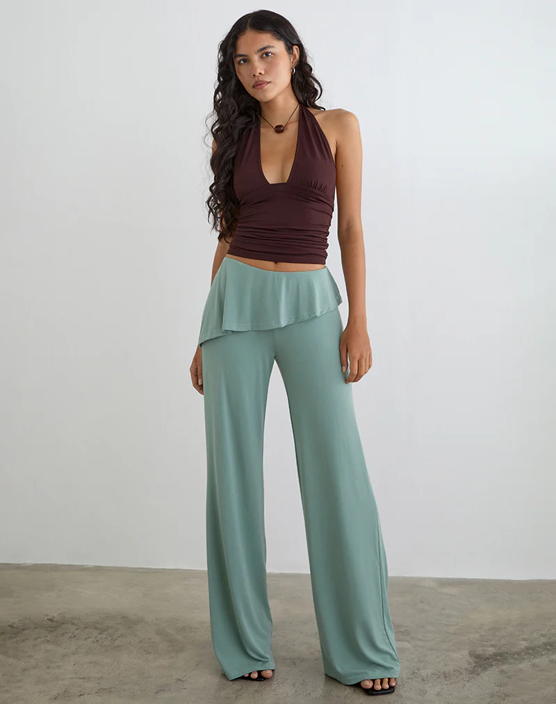 Sakano Wide Leg Trouser in Aqua Grey - Image 3