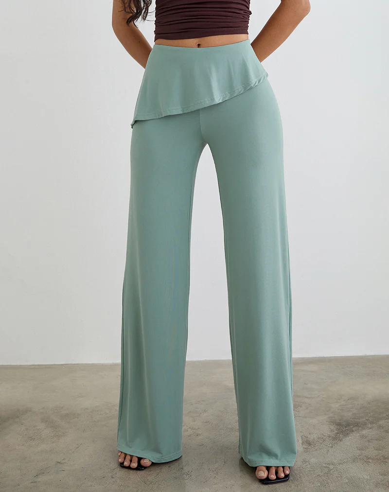 Sakano Wide Leg Trouser in Aqua Grey - Image 4