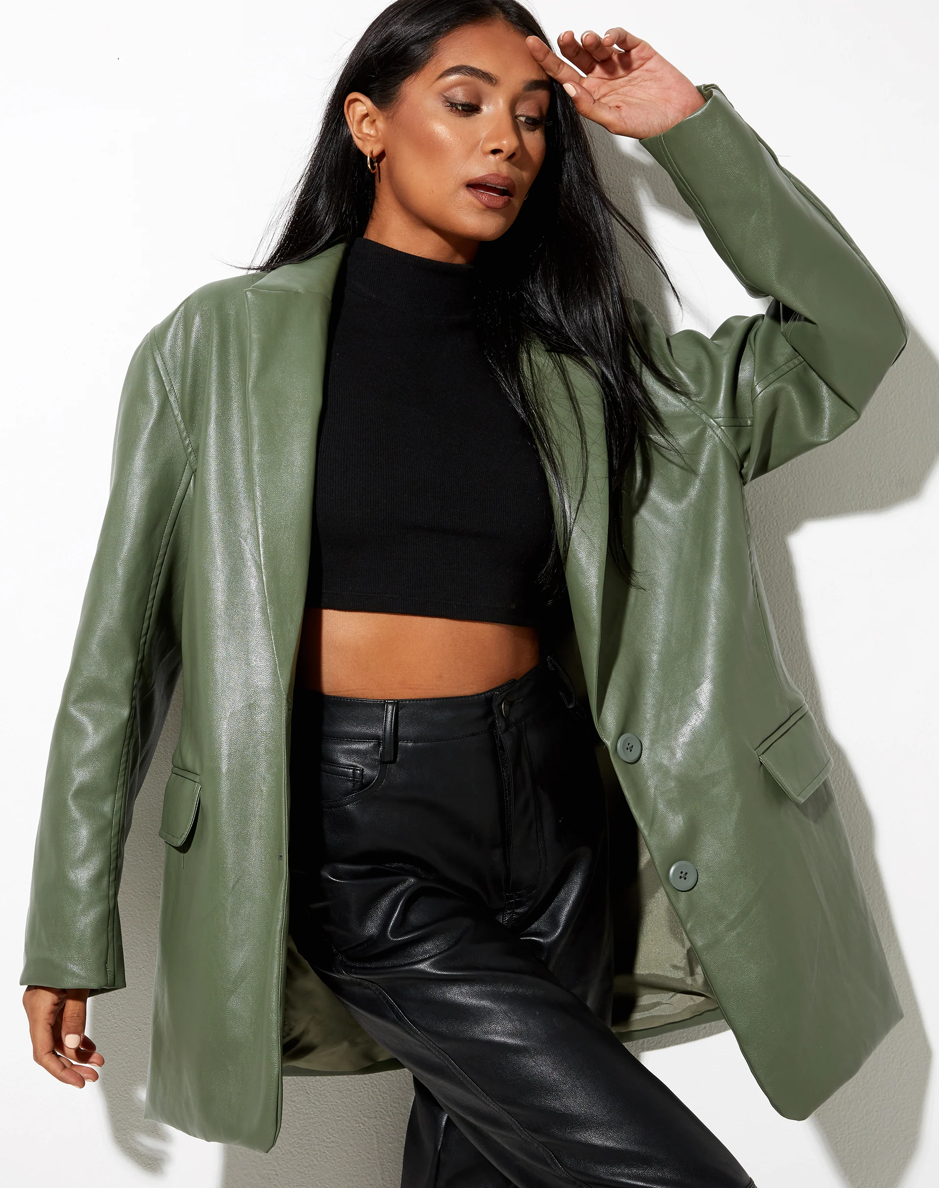 Saken Blazer in Pu Green - Image 3