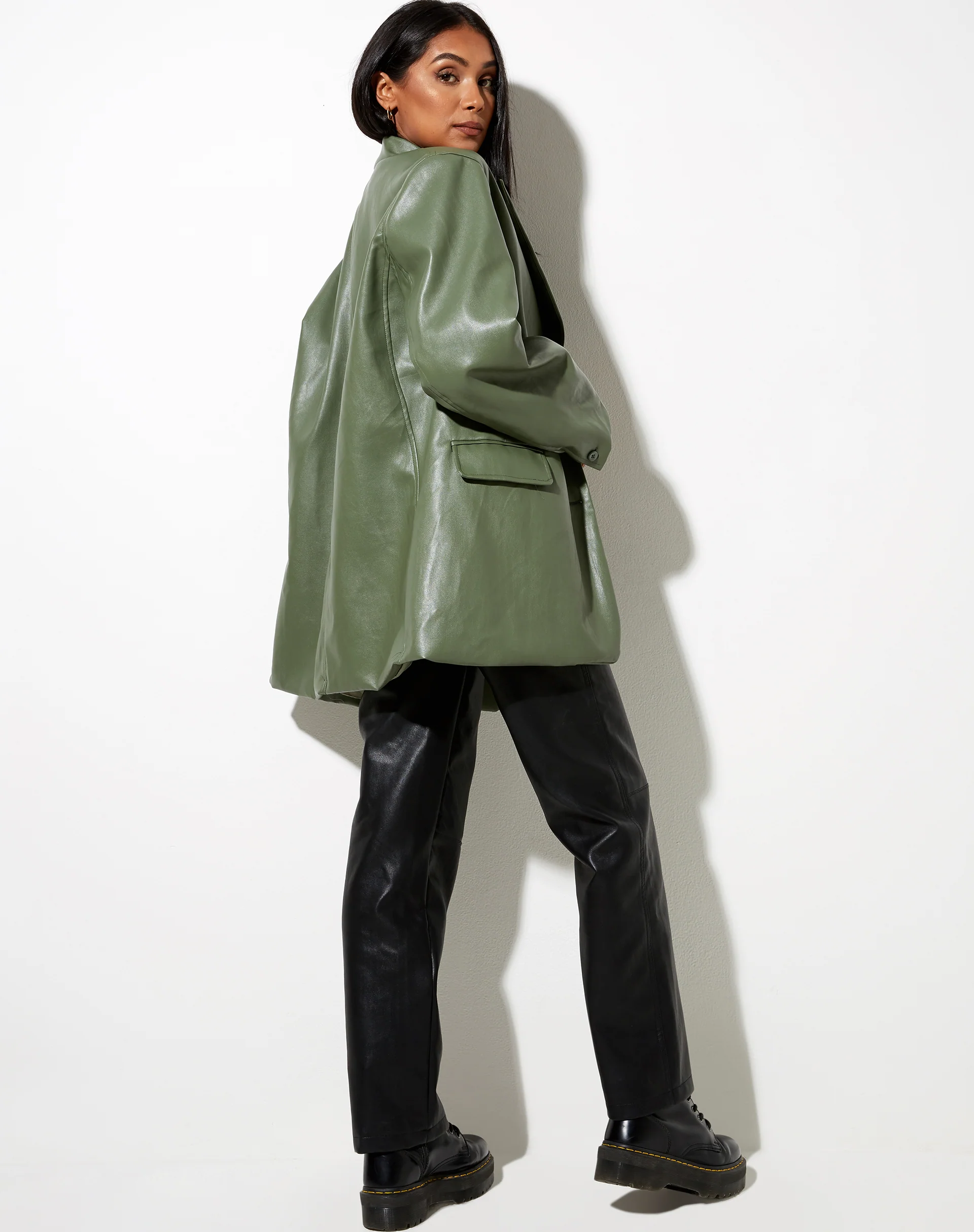 Saken Blazer in Pu Green - Image 6