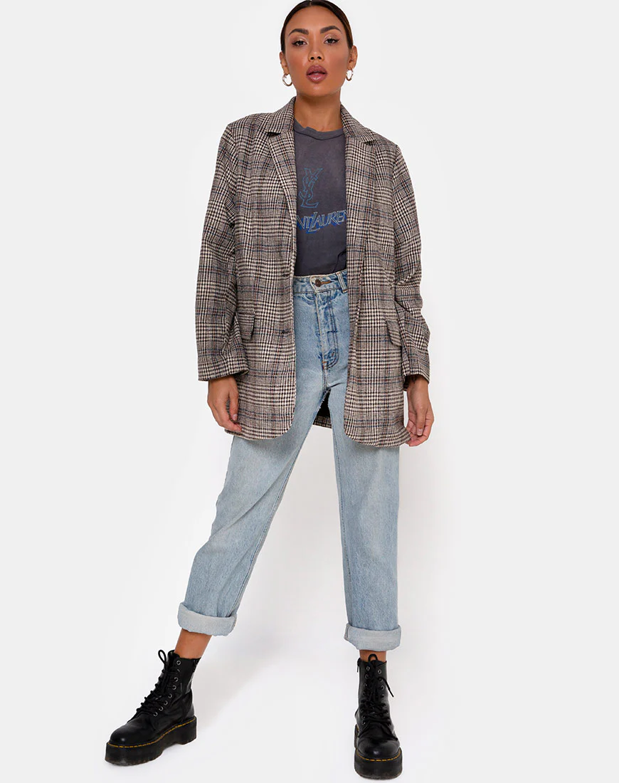 Saken Blazer in Grey Check - Image 4