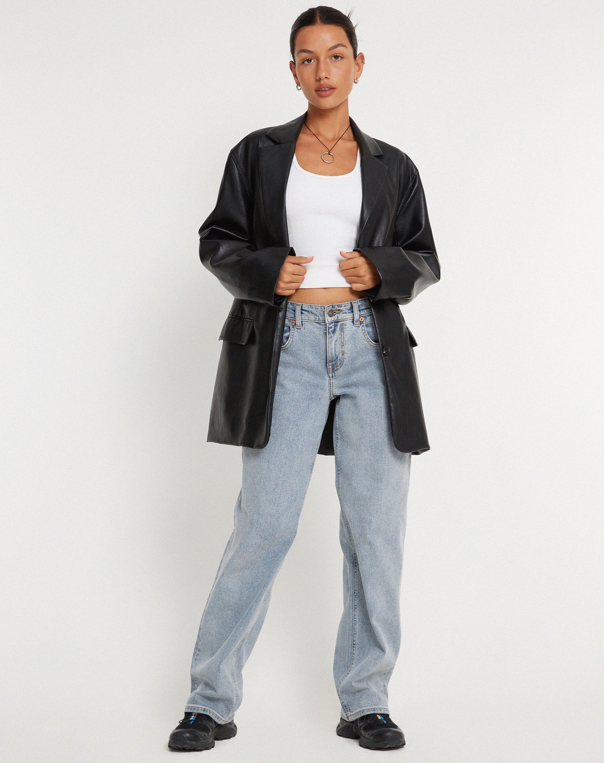 Saken Blazer in Pu Black - Image 4