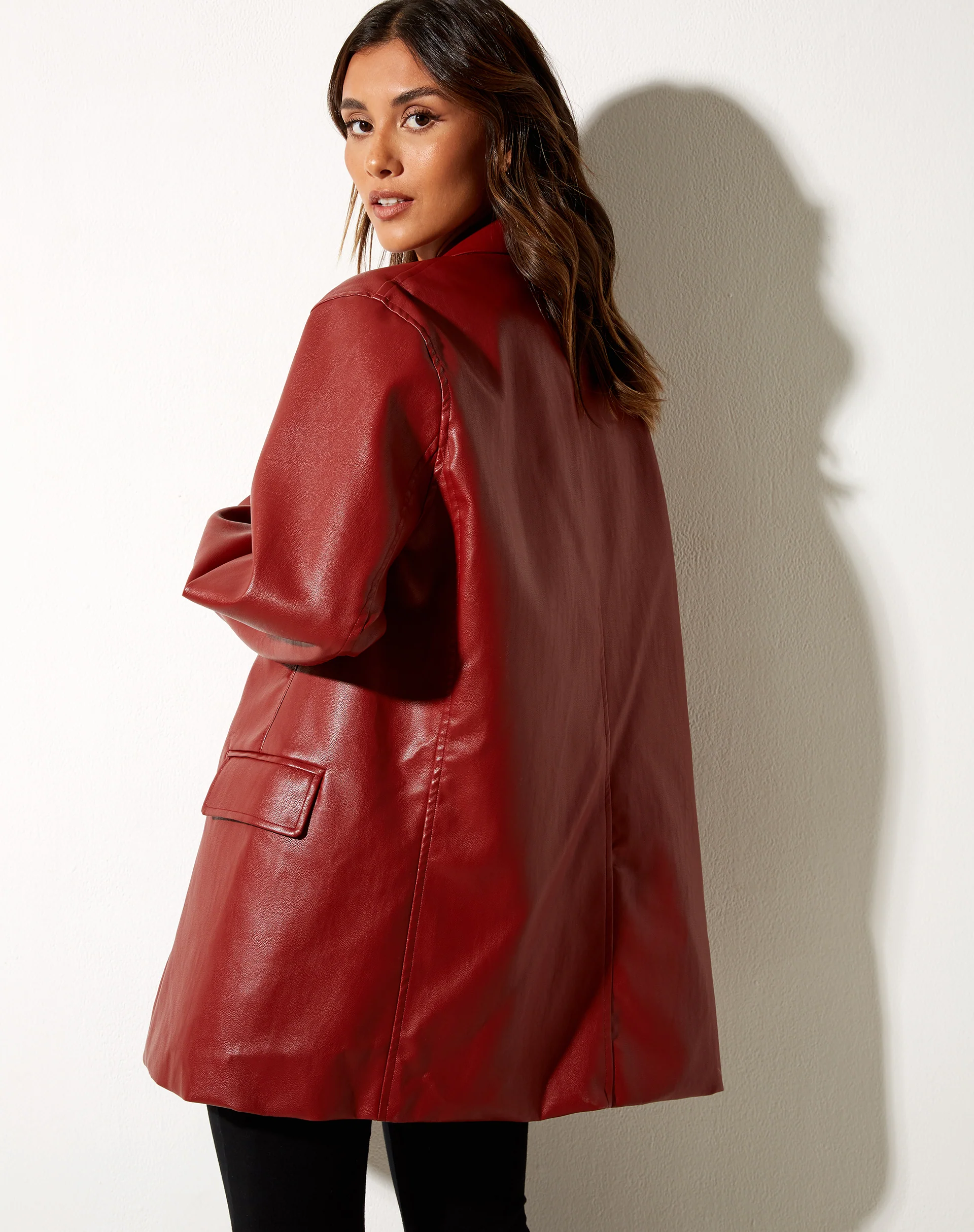 Saken Blazer in PU Red - Image 4