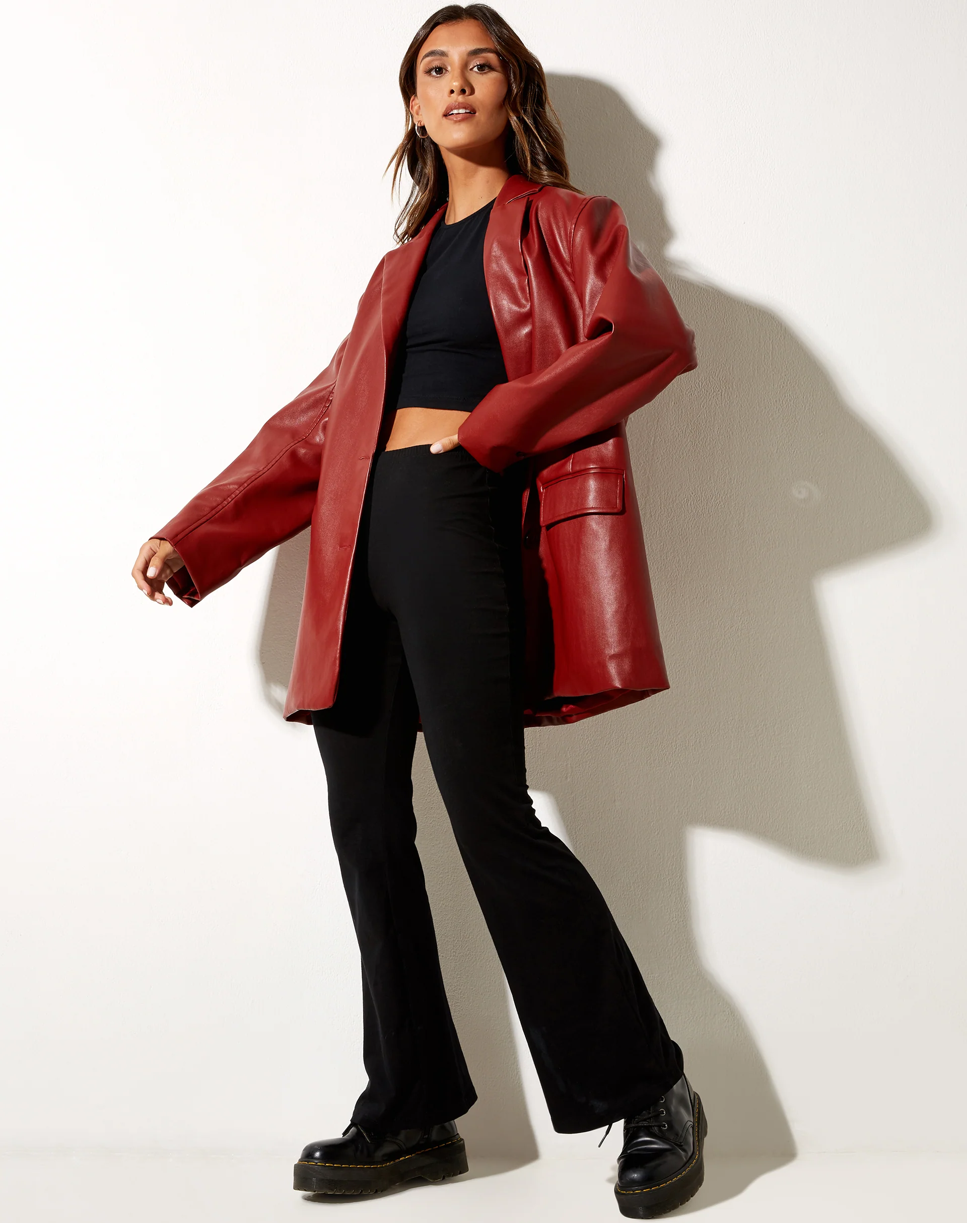 Saken Blazer in PU Red - Image 5