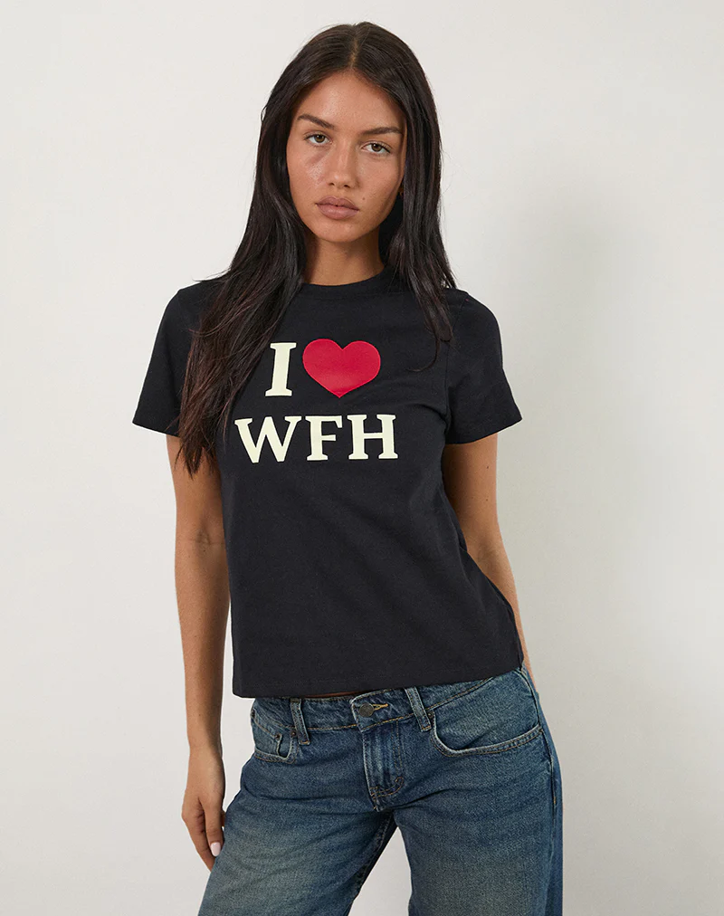 Sakha Top in Black with I Love WFH Slogan - Image 3