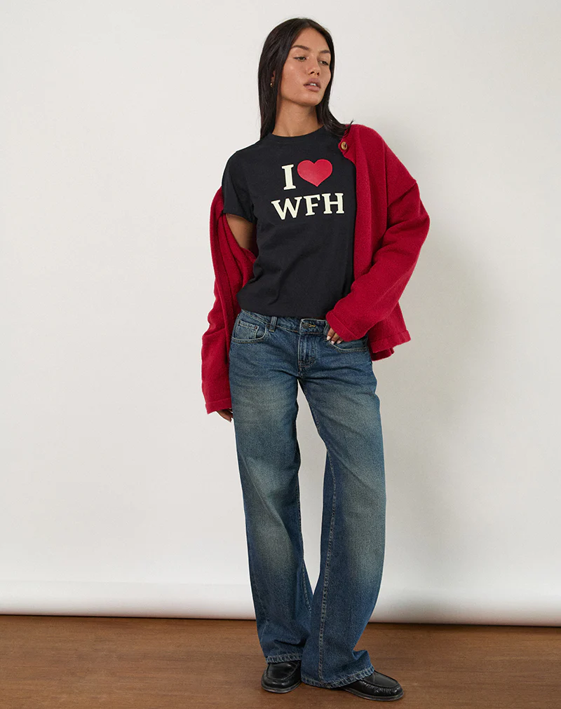 Sakha Top in Black with I Love WFH Slogan - Image 4