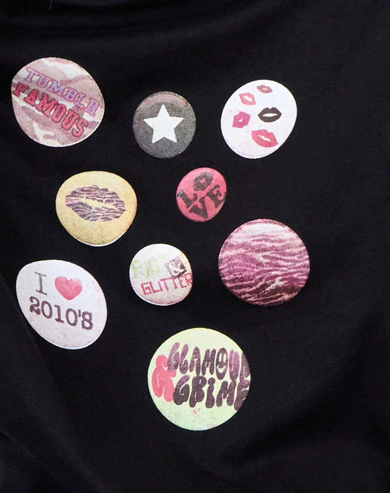 Saki Tee in Black with Badges Graphic - Image 6