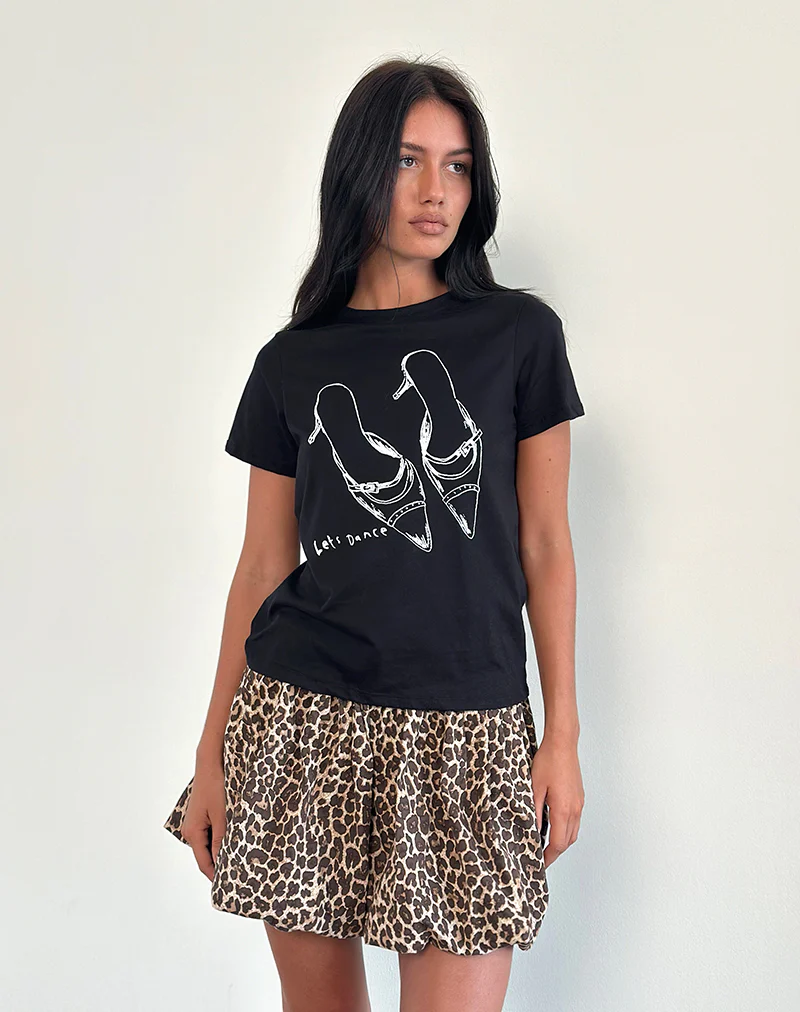 Saki Tee in Black with Lets Dance Print - Image 4