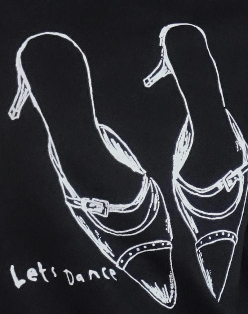 Saki Tee in Black with Lets Dance Print - Image 5
