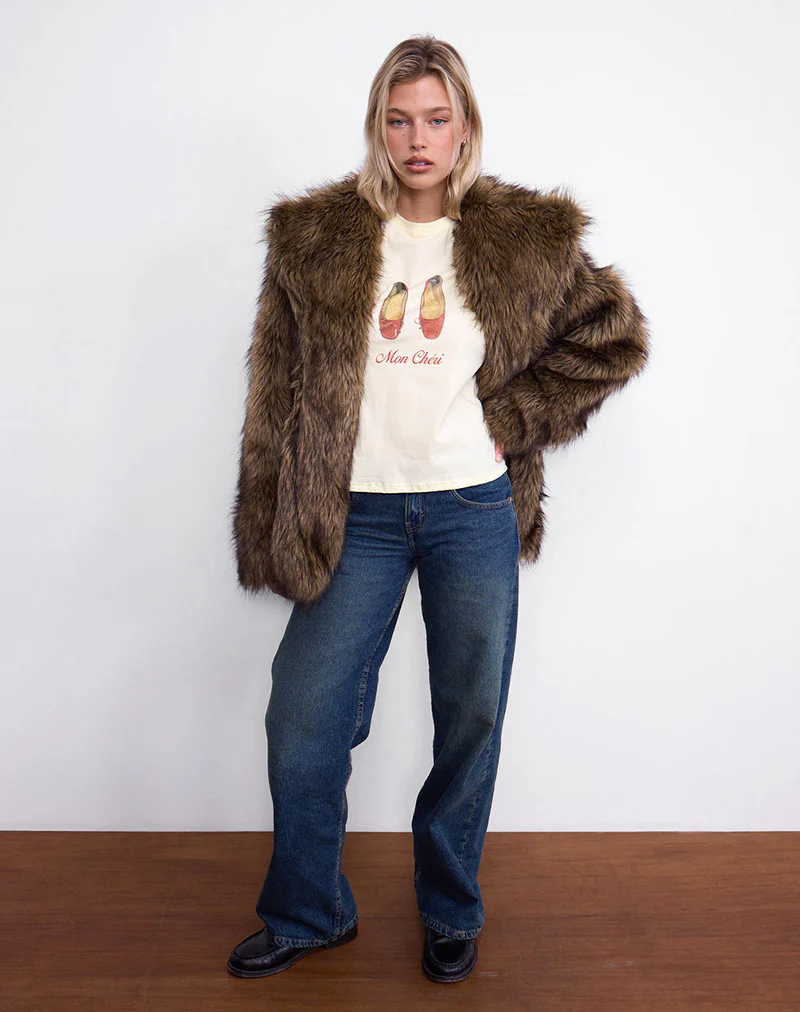 Saki Tee in Buttermilk with Mon Cheri Print - Image 5