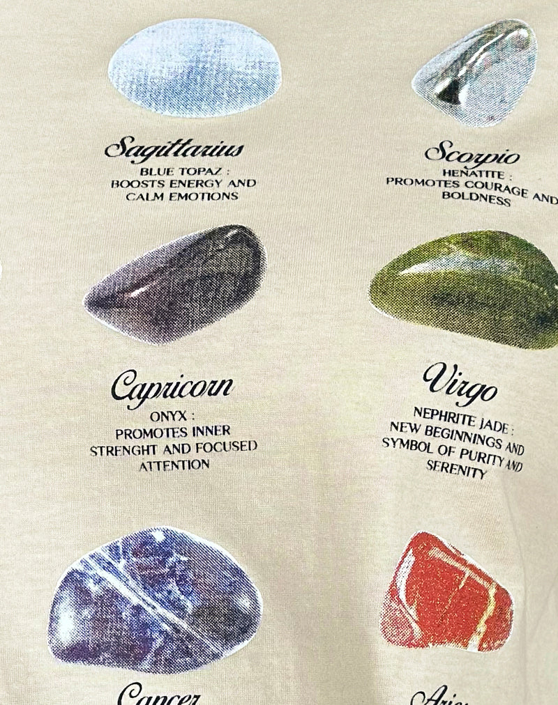 Saki Tee in Buttermilk Healing Stone Horoscope Print - Image 5