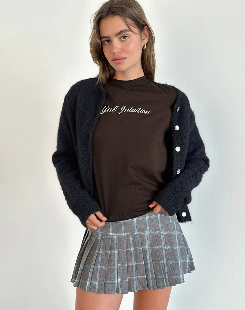 Saki Tee in Chocolate Brown with Girl Intuition Print - Image 2