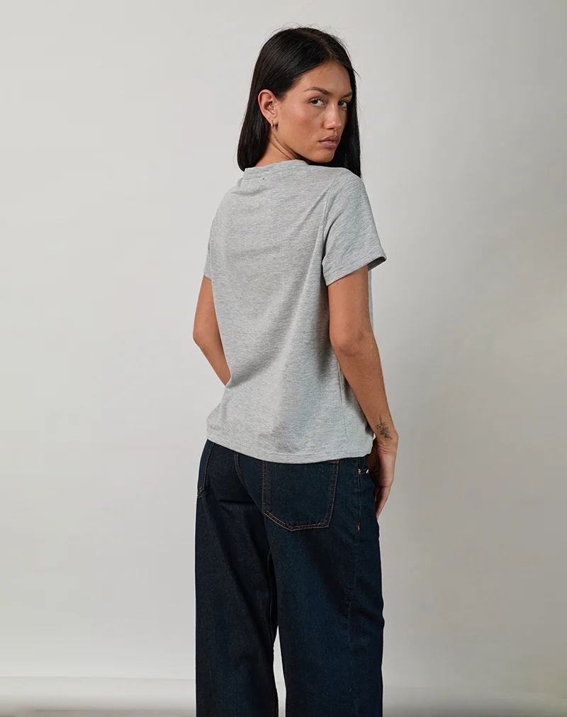 Saki Tee in Grey Marl with I Love OOO Graphic - Image 3